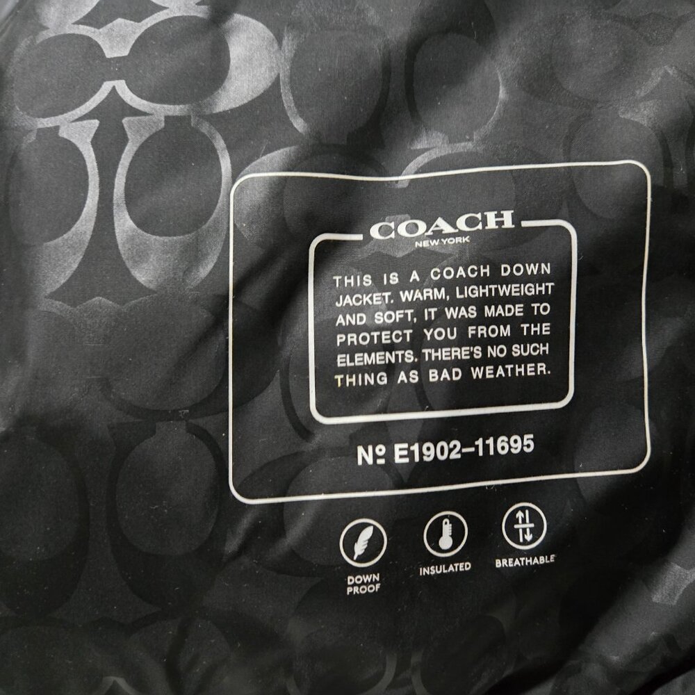 COACH Down Puffer Hooded Coat ~ Women’s ~ Medium ~ Black - Picture 12 of 16